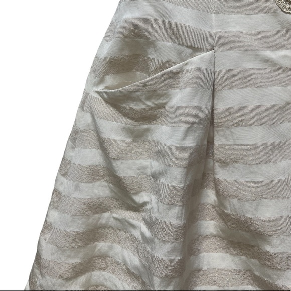 Lilly Pulitzer Blossom Cream Gold Striped Embroidered Strapless Silk Dre… - Picture 11 of 14